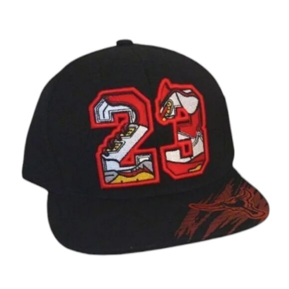 Top Level Michael Jordan #23 Chicago Bulls Black Red Digital Snapback Hat - Picture 3 of 12